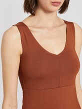 Gemustertes Kleid mit V-Ausschnitt - Frauen - Goji Orange Gemustertes Kleid mit V-Ausschnitt - Frauen - Goji Orange - 9 - TOM TAILOR