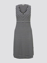 Gemustertes Kleid mit V-Ausschnitt - Frauen - navy stripe Gemustertes Kleid mit V-Ausschnitt - Frauen - navy stripe - 7 - TOM TAILOR