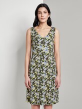 Gemustertes Kleid mit V-Ausschnitt - Frauen - small khaki floral design Gemustertes Kleid mit V-Ausschnitt - Frauen - small khaki floral design - 1 - TOM TAILOR