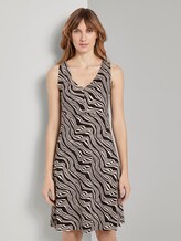 Gemustertes Kleid mit V-Ausschnitt - Frauen - black wavy design Gemustertes Kleid mit V-Ausschnitt - Frauen - black wavy design - 1 - TOM TAILOR