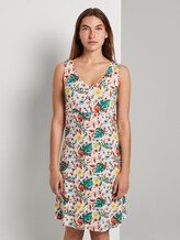 Gemustertes Kleid mit V-Ausschnitt - Frauen - white watercolor flower design Gemustertes Kleid mit V-Ausschnitt - Frauen - white watercolor flower design - 1 - TOM TAILOR