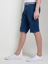 Gemusterte Cargo-Shorts mit Gürtel - Männer - blue minimal structure check Gemusterte Cargo-Shorts mit Gürtel - Männer - blue minimal structure check - 11 - TOM TAILOR