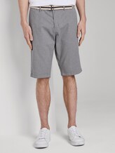 Gemusterte Josh Regular Slim Bermuda-Shorts mit Gürtel - Männer - Grey Melange Gemusterte Josh Regular Slim Bermuda-Shorts mit Gürtel - Männer - Grey Melange - 1 - TOM TAILOR