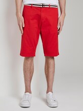 Gemusterte Josh Regular Slim Bermuda-Shorts mit Gürtel - Männer - red bean design Gemusterte Josh Regular Slim Bermuda-Shorts mit Gürtel - Männer - red bean design - 1 - TOM TAILOR