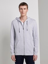 Sweatshirt jacket with hood - Men - Light Stone Grey Melange Sweatshirt jacket with hood - Men - Light Stone Grey Melange - 1 - TOM TAILOR Denim