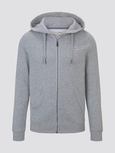 Sweatshirt jacket with hood - Men - Light Stone Grey Melange Sweatshirt jacket with hood - Men - Light Stone Grey Melange - 7 - TOM TAILOR Denim