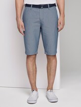 Gemusterte Josh Regular Slim Baumwoll-Shorts mit Gürtel - Männer - Light Blue Minimal Indigo Gemusterte Josh Regular Slim Baumwoll-Shorts mit Gürtel - Männer - Light Blue Minimal Indigo - 1 - TOM TAILOR