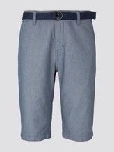 Gemusterte Josh Regular Slim Baumwoll-Shorts mit Gürtel - Männer - Light Blue Minimal Indigo Gemusterte Josh Regular Slim Baumwoll-Shorts mit Gürtel - Männer - Light Blue Minimal Indigo - 7 - TOM TAILOR