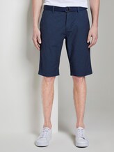 Gemusterte Josh Regular Slim Baumwoll-Shorts mit Gürtel - Männer - Indigo Dots Gemusterte Josh Regular Slim Baumwoll-Shorts mit Gürtel - Männer - Indigo Dots - 1 - TOM TAILOR