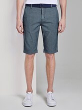 Gemusterte Josh Regular Slim Baumwoll-Shorts mit Gürtel - Männer - blue indigo structure Gemusterte Josh Regular Slim Baumwoll-Shorts mit Gürtel - Männer - blue indigo structure - 1 - TOM TAILOR