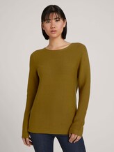 Strickpullover mit Rundhalsausschnitt - Frauen - khaki olive Strickpullover mit Rundhalsausschnitt - Frauen - khaki olive - 1 - TOM TAILOR