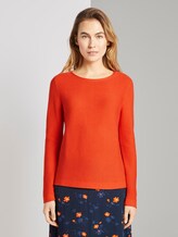 Strickpullover mit Rundhalsausschnitt - Frauen - knockout orange Strickpullover mit Rundhalsausschnitt - Frauen - knockout orange - 1 - TOM TAILOR