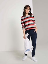 Strickpullover mit Rundhalsausschnitt - Frauen - navy red stripes Strickpullover mit Rundhalsausschnitt - Frauen - navy red stripes - 3 - TOM TAILOR