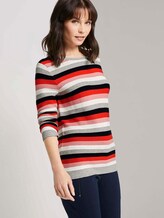 Strickpullover mit Rundhalsausschnitt - Frauen - navy red stripes Strickpullover mit Rundhalsausschnitt - Frauen - navy red stripes - 5 - TOM TAILOR