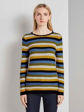 Strickpullover mit Rundhalsausschnitt - Frauen - camel yellow stripes Strickpullover mit Rundhalsausschnitt - Frauen - camel yellow stripes - 1 - TOM TAILOR