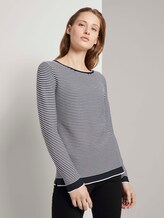 Strickpullover mit Rundhalsausschnitt - Frauen - navy white horizontal stripe Strickpullover mit Rundhalsausschnitt - Frauen - navy white horizontal stripe - 1 - TOM TAILOR