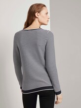 Strickpullover mit Rundhalsausschnitt - Frauen - navy white horizontal stripe Strickpullover mit Rundhalsausschnitt - Frauen - navy white horizontal stripe - 2 - TOM TAILOR
