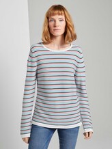 Strickpullover mit Rundhalsausschnitt - Frauen - peach multicolor stripe Strickpullover mit Rundhalsausschnitt - Frauen - peach multicolor stripe - 1 - TOM TAILOR