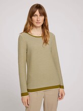 simple sweatshirt - Women - offwhite green ottoman stripe simple sweatshirt - Women - offwhite green ottoman stripe - 1 - TOM TAILOR
