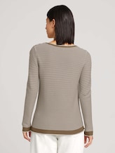 Gebreide trui met ronde hals - Vrouwen - offwhite brown ottoman stripe Gebreide trui met ronde hals - Vrouwen - offwhite brown ottoman stripe - 2 - TOM TAILOR