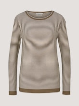 Gebreide trui met ronde hals - Vrouwen - offwhite brown ottoman stripe Gebreide trui met ronde hals - Vrouwen - offwhite brown ottoman stripe - 7 - TOM TAILOR