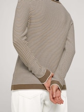 Gebreide trui met ronde hals - Vrouwen - offwhite brown ottoman stripe Gebreide trui met ronde hals - Vrouwen - offwhite brown ottoman stripe - 9 - TOM TAILOR