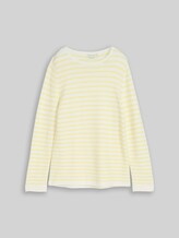 TOM TAILOR Damen Strickpullover aus Baumwolle, gelb, Gestreift, Gr. XXL