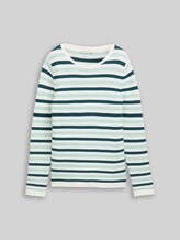 TOM TAILOR Damen Strickpullover aus Baumwolle, grün, Gestreift, Gr. XXL