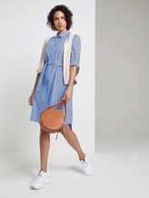 Gestreiftes Hemdkleid mit Gürtel - Frauen - blue white orange stripe Gestreiftes Hemdkleid mit Gürtel - Frauen - blue white orange stripe - 3 - Mine to five