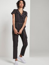 Gestreifter Jumpsuit mit Bindegürtel - Frauen - navy beige orange stripe Gestreifter Jumpsuit mit Bindegürtel - Frauen - navy beige orange stripe - 10 - Mine to five