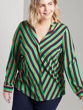 Bluse aus Viskose mit V-Ausschnitt - Frauen - navy base mutlicolor stripe Bluse aus Viskose mit V-Ausschnitt - Frauen - navy base mutlicolor stripe - 5 - My True Me