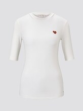 T-Shirt mit Leo-Stickerei - Frauen - Off White T-Shirt mit Leo-Stickerei - Frauen - Off White - 7 - TOM TAILOR Denim