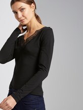 Langarmshirt mit Spitzen-Detail - Frauen - Deep Black Langarmshirt mit Spitzen-Detail - Frauen - Deep Black - 5 - TOM TAILOR Denim