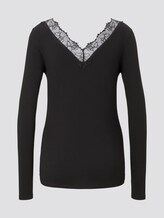 Langarmshirt mit Spitzen-Detail - Frauen - Deep Black Langarmshirt mit Spitzen-Detail - Frauen - Deep Black - 8 - TOM TAILOR Denim