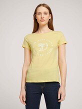Jersey T-Shirt aus Bio-Baumwolle - Frauen - pale yellow white melange Jersey T-Shirt aus Bio-Baumwolle - Frauen - pale yellow white melange - 1 - TOM TAILOR Denim