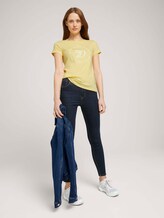 Jersey T-Shirt aus Bio-Baumwolle - Frauen - pale yellow white melange Jersey T-Shirt aus Bio-Baumwolle - Frauen - pale yellow white melange - 3 - TOM TAILOR Denim