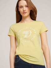 Jersey T-Shirt aus Bio-Baumwolle - Frauen - pale yellow white melange Jersey T-Shirt aus Bio-Baumwolle - Frauen - pale yellow white melange - 5 - TOM TAILOR Denim