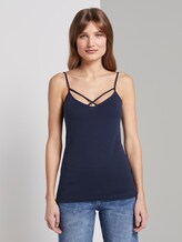 Top mit Bio-Baumwolle - Frauen - Real Navy Blue Top mit Bio-Baumwolle - Frauen - Real Navy Blue - 1 - TOM TAILOR Denim