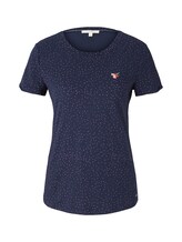 TOM TAILOR DENIM Damen T-Shirt mit kleiner Stickerei, blau, Gr.S
