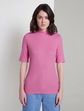 T-shirt with a stand-up collar - Women - wild orchid pink T-shirt with a stand-up collar - Women - wild orchid pink - 1 - TOM TAILOR Denim