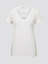 Cut-Out T-Shirt mit Bio-Baumwolle - Frauen - Off White Cut-Out T-Shirt mit Bio-Baumwolle - Frauen - Off White - 7 - TOM TAILOR Denim