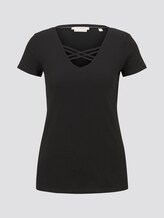Cut-Out T-Shirt mit Bio-Baumwolle - Frauen - Deep Black Cut-Out T-Shirt mit Bio-Baumwolle - Frauen - Deep Black - 7 - TOM TAILOR Denim