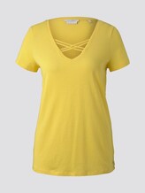 Biologisch T-shirt met vetersluiting - Vrouwen - Golden Summer Yellow Biologisch T-shirt met vetersluiting - Vrouwen - Golden Summer Yellow - 7 - TOM TAILOR Denim