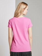Biologisch T-shirt met vetersluiting - Vrouwen - wild orchid pink Biologisch T-shirt met vetersluiting - Vrouwen - wild orchid pink - 2 - TOM TAILOR Denim