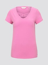 Biologisch T-shirt met vetersluiting - Vrouwen - wild orchid pink Biologisch T-shirt met vetersluiting - Vrouwen - wild orchid pink - 7 - TOM TAILOR Denim