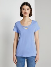 Cut-Out T-Shirt mit Bio-Baumwolle - Frauen - fresh light blue Cut-Out T-Shirt mit Bio-Baumwolle - Frauen - fresh light blue - 1 - TOM TAILOR Denim