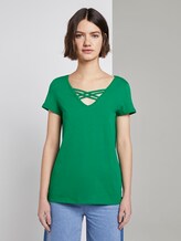 Organic T-shirt with lacing - Women - fresh bright green Organic T-shirt with lacing - Women - fresh bright green - 1 - TOM TAILOR Denim