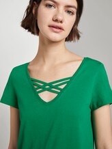 Organic T-shirt with lacing - Women - fresh bright green Organic T-shirt with lacing - Women - fresh bright green - 9 - TOM TAILOR Denim