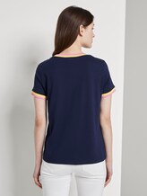 Jersey T-Shirt mit Kontrast-Details - Frauen - Real Navy Blue Jersey T-Shirt mit Kontrast-Details - Frauen - Real Navy Blue - 2 - TOM TAILOR Denim