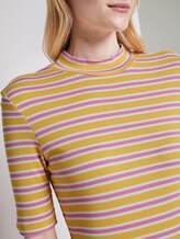 Gestreiftes T-Shirt mit Stehkragen - Frauen - yellow pink stripe Gestreiftes T-Shirt mit Stehkragen - Frauen - yellow pink stripe - 9 - TOM TAILOR Denim